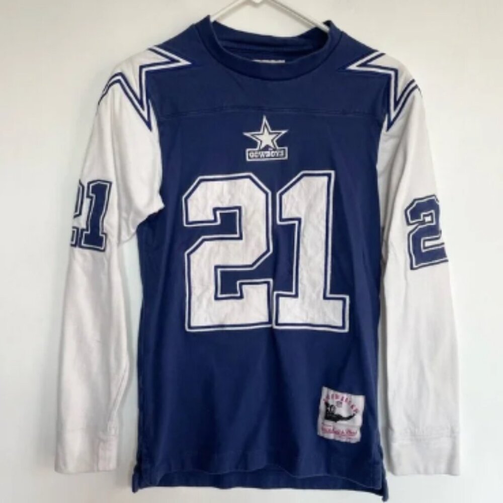Mitchell Ness NFL Dallas Cowboys Deion Sanders 21 Throwback Jersey Mens S Unisex